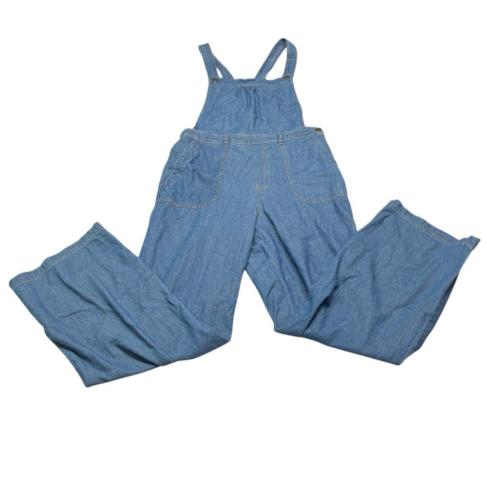 Denim Bib Overalls Wide Leg Blue